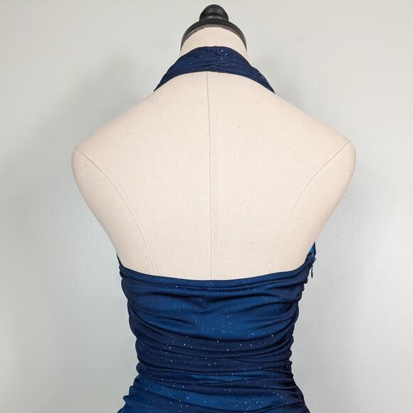 Vintage Betsy Adam Prom Dress Maxi Gown 6 Blue Y2K Fairy Ombre Ruffle 90s Glam - Picture 7 of 12
